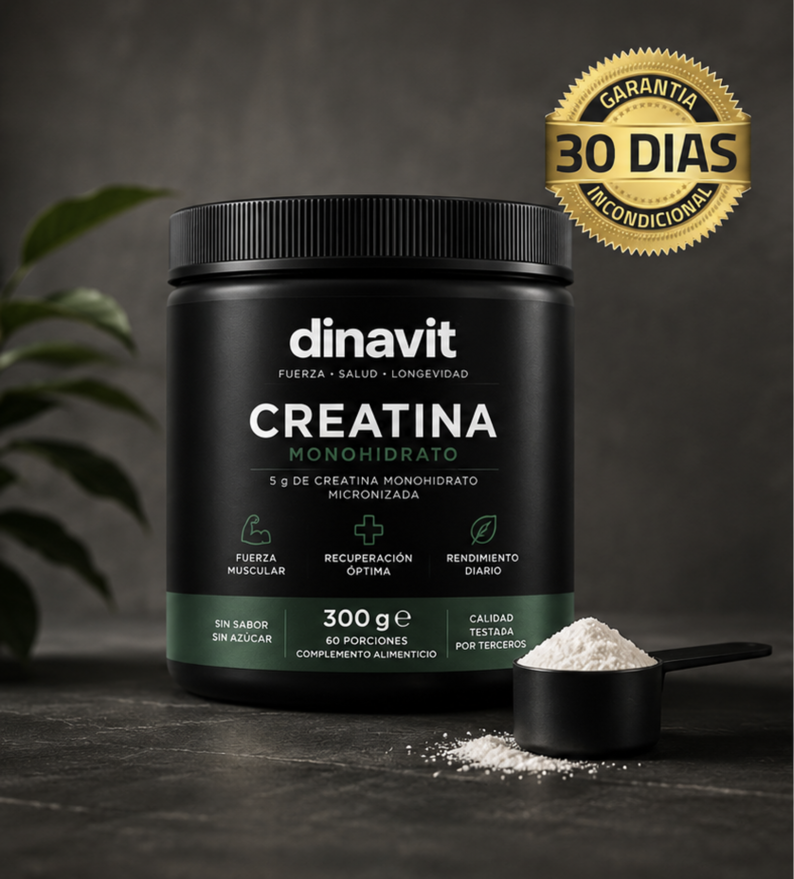 Creatina Monohidrato Dinavit con garantía incondicional de 30 días